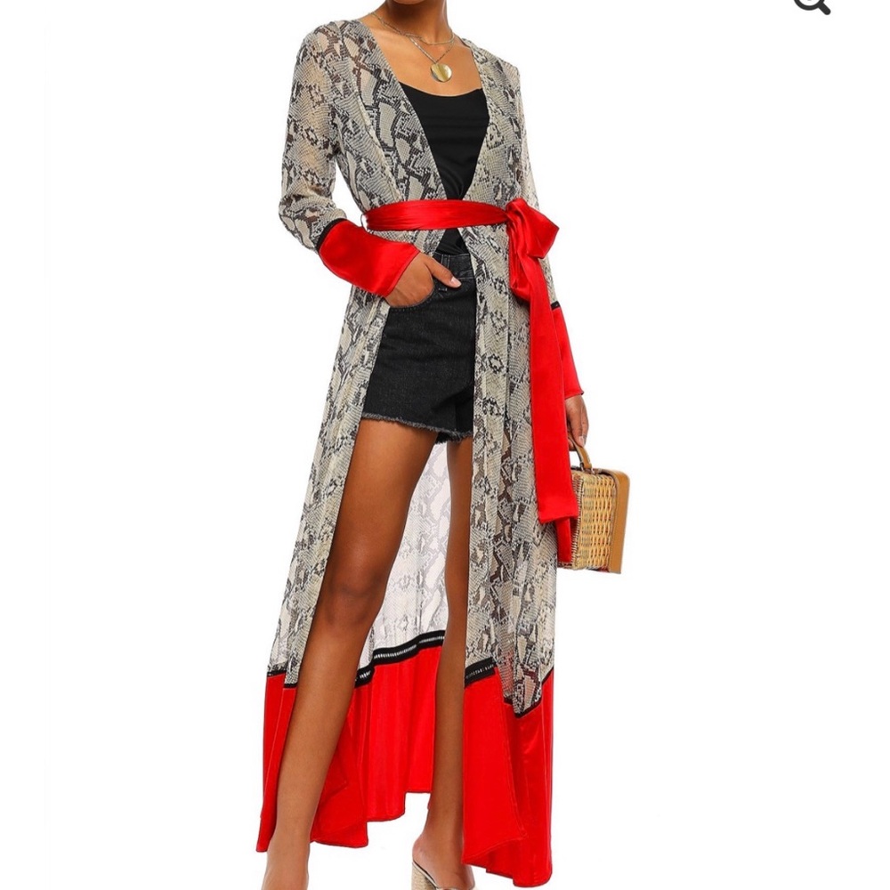 We are LEONE Gorgeous NEW Wrap in Red with animal print, 100% Silk. NWT